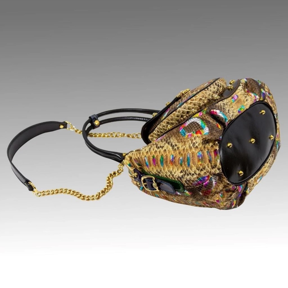 Real Python Rainbow Leather Designer Swarovski Bu… - image 6